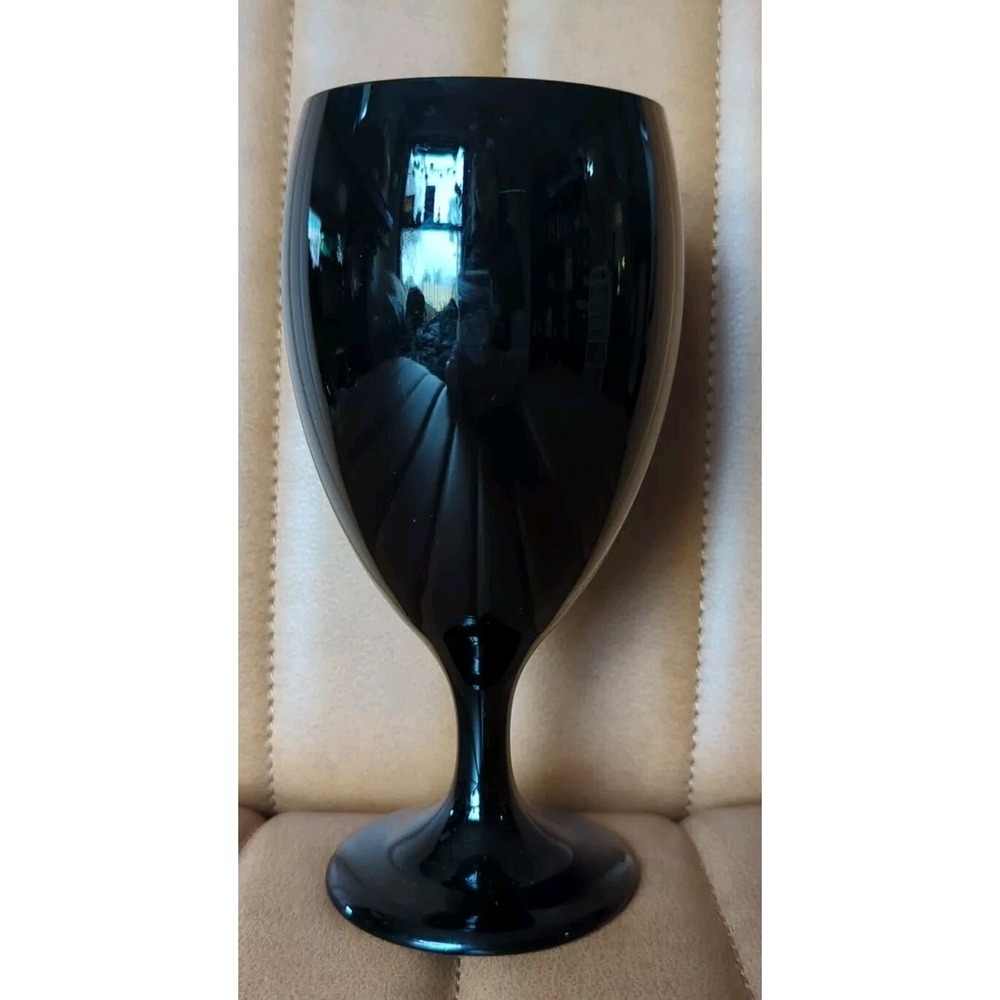 Vintage Libbey Black Amethyst Wine Water Glass‎ Goblet Stemware 7 inch Beautiful
